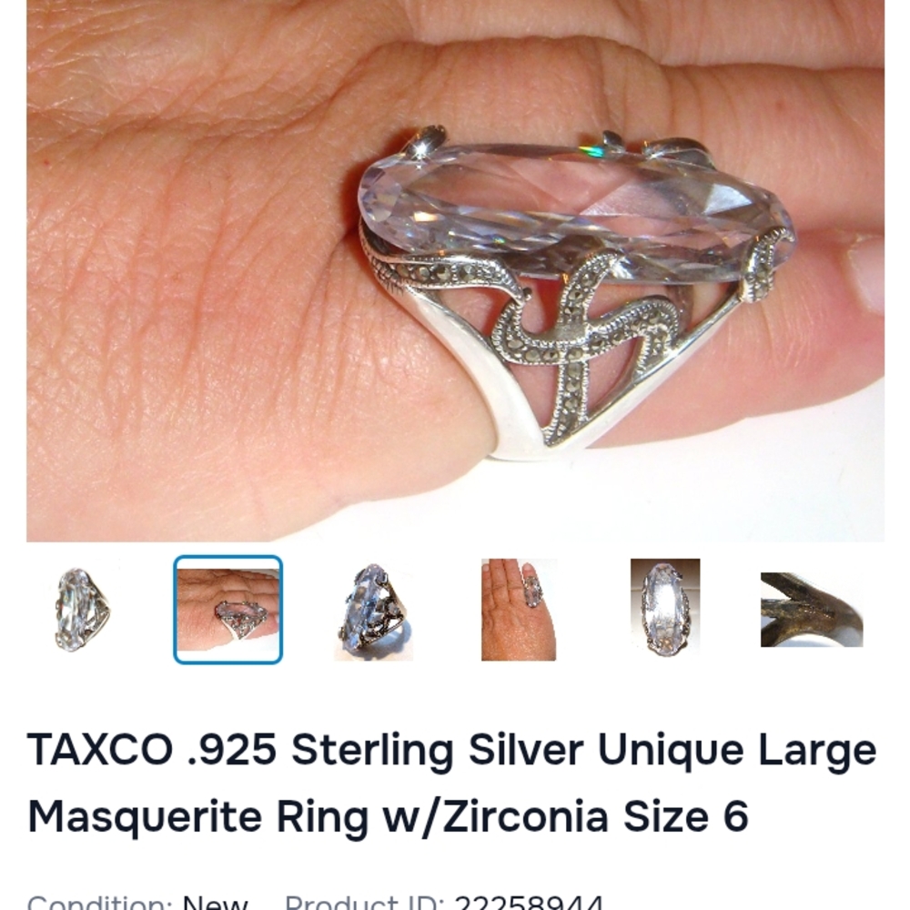 Taxco Masquarite Sterling Silver Zirconia Ring